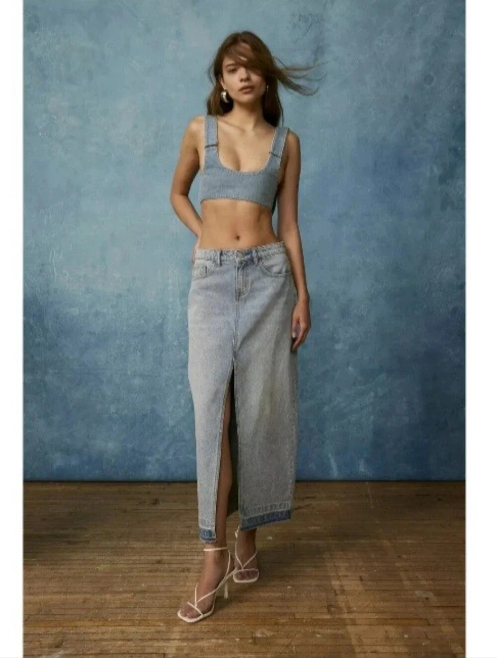 Urban Outfitters BSG Mandi Long Jean Denim Midi Skirt Size XL